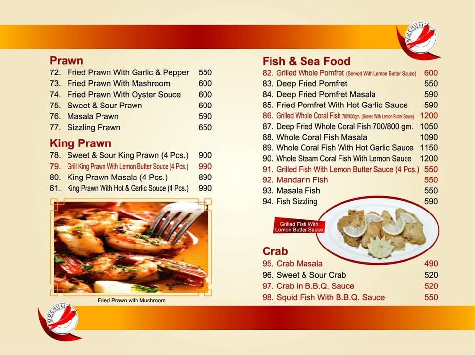 Prawn, Fish, Seafood & Crab